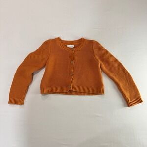 Tahari Button Front Knit Cardigan Kids 4T Orange Garter Stitch | Cottagecore